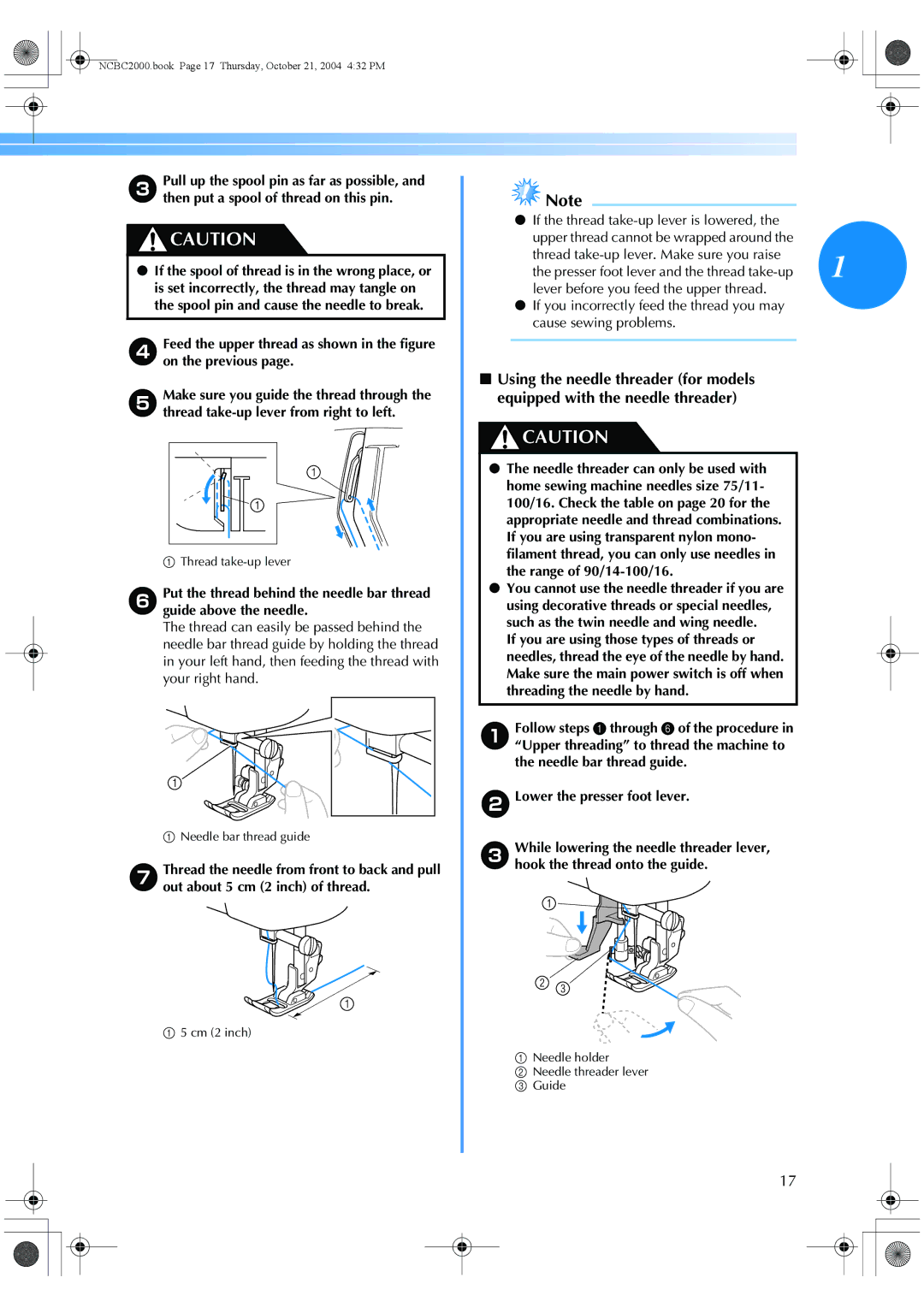 Brother EX 660 operation manual Thread take-up lever 