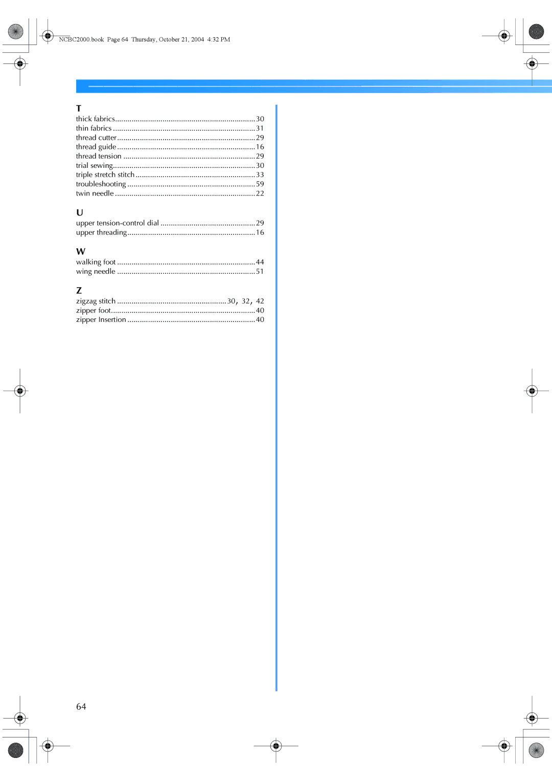 Brother EX 660 operation manual 30 , 32 