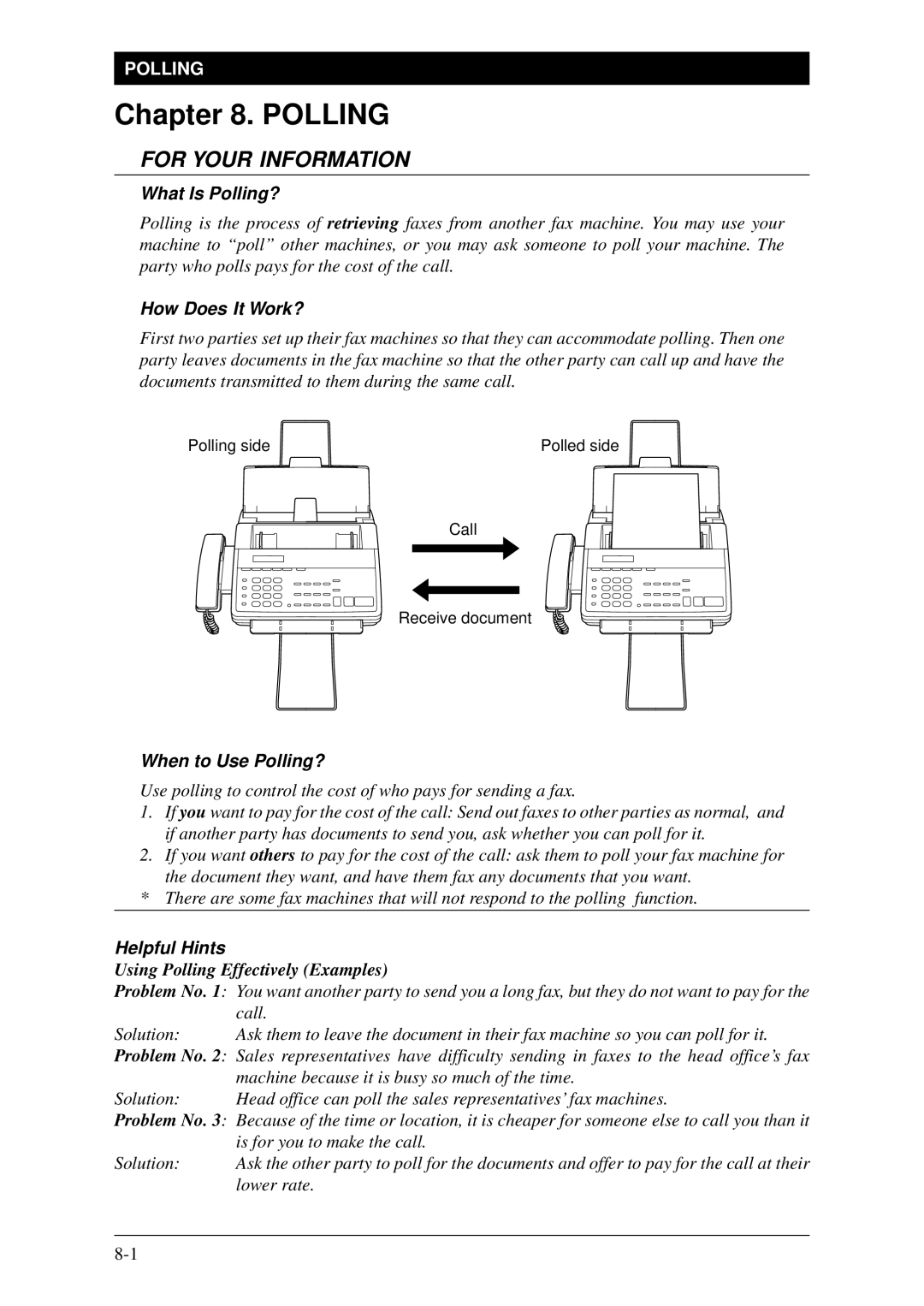 Brother Fax-1020Plus, FAX-1030Plus owner manual What Is Polling?, How Does It Work?, When to Use Polling? 