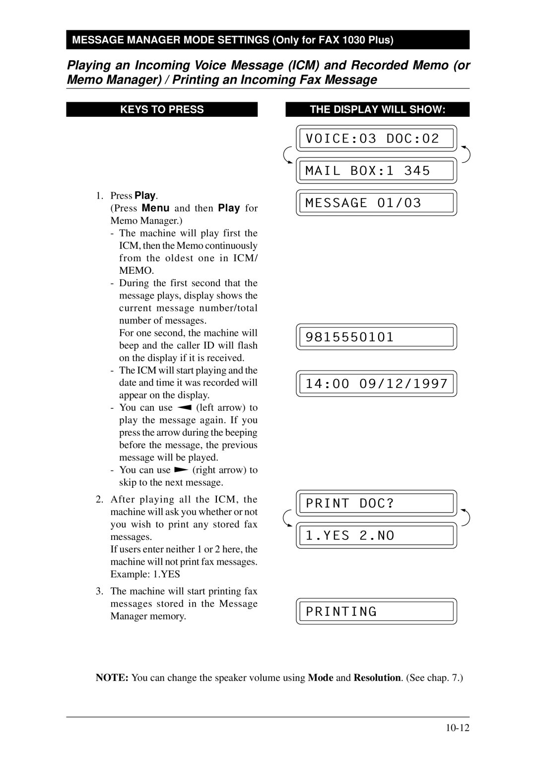 Brother FAX-1030Plus, Fax-1020Plus owner manual Message 01/03, Print DOC? 