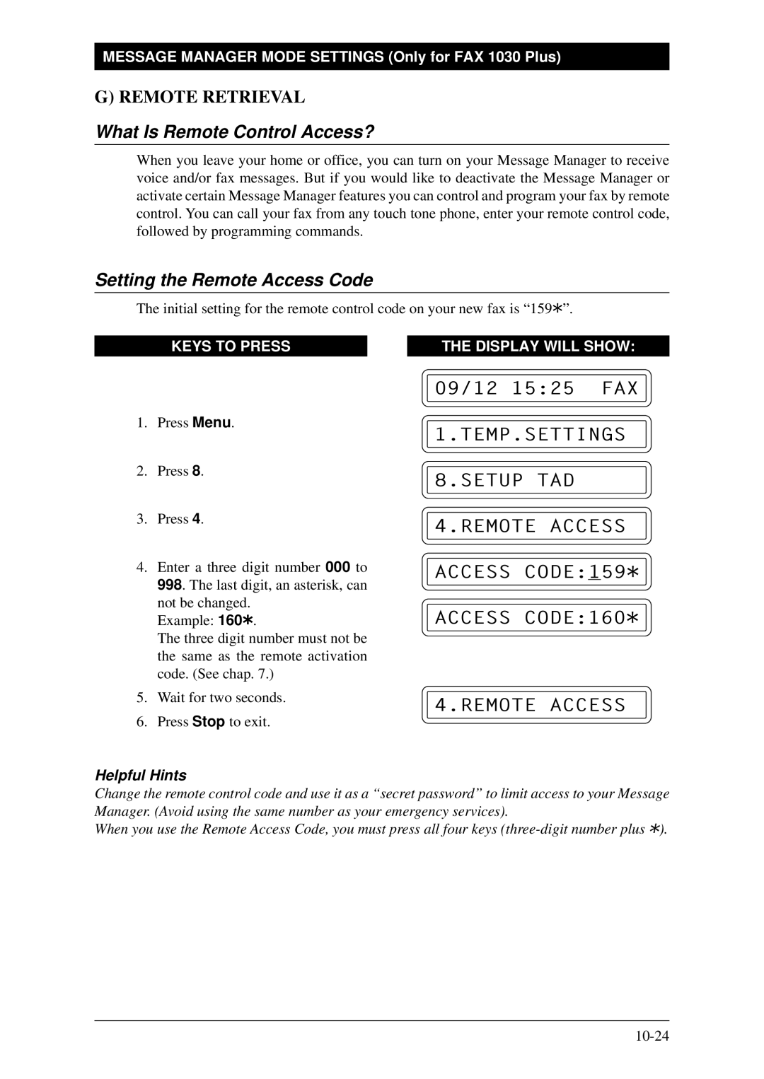 Brother FAX-1030Plus, Fax-1020Plus owner manual Remote Retrieval 