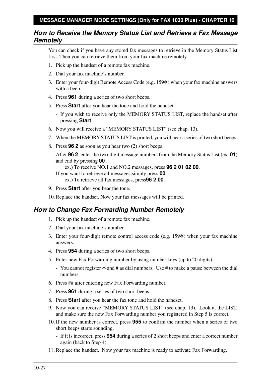 Brother Fax-1020Plus, FAX-1030Plus owner manual How to Change Fax Forwarding Number Remotely 