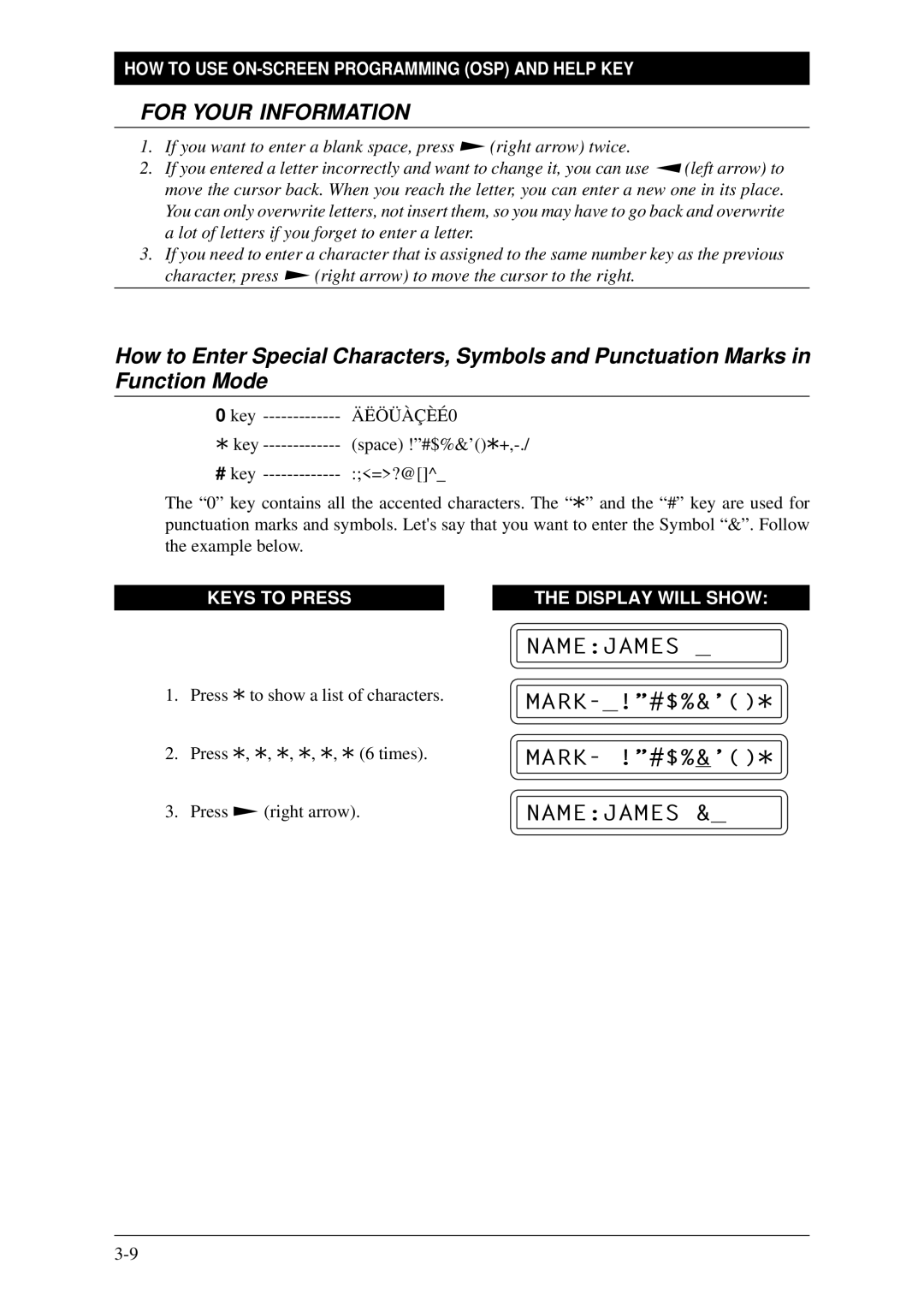 Brother Fax-1020Plus, FAX-1030Plus owner manual Namejames 