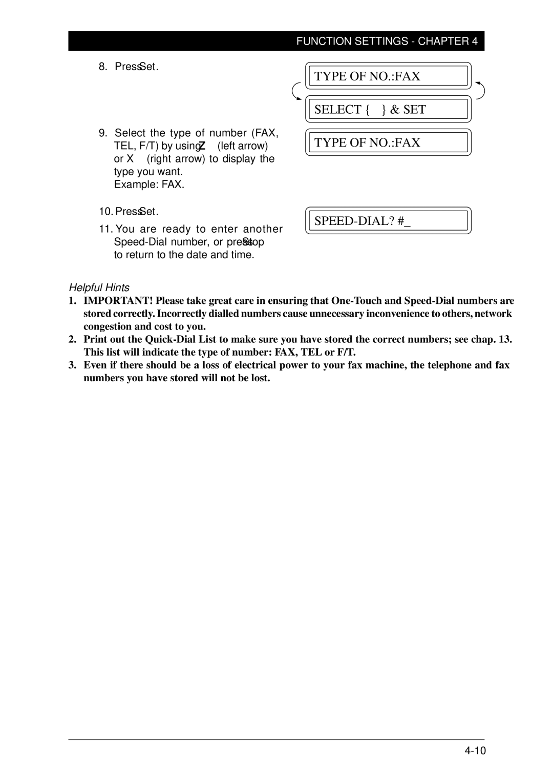 Brother FAX-1030Plus, Fax-1020Plus owner manual Type of NO.FAX SPEED-DIAL? # 