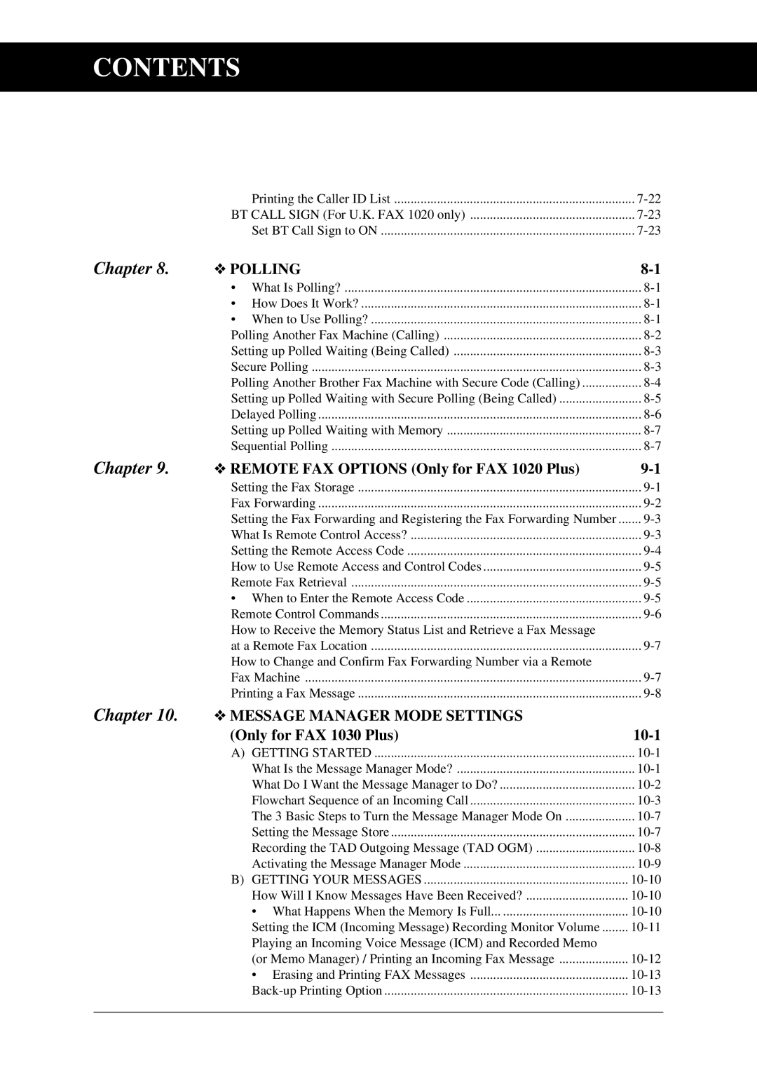 Brother FAX-1030Plus, Fax-1020Plus owner manual Polling 