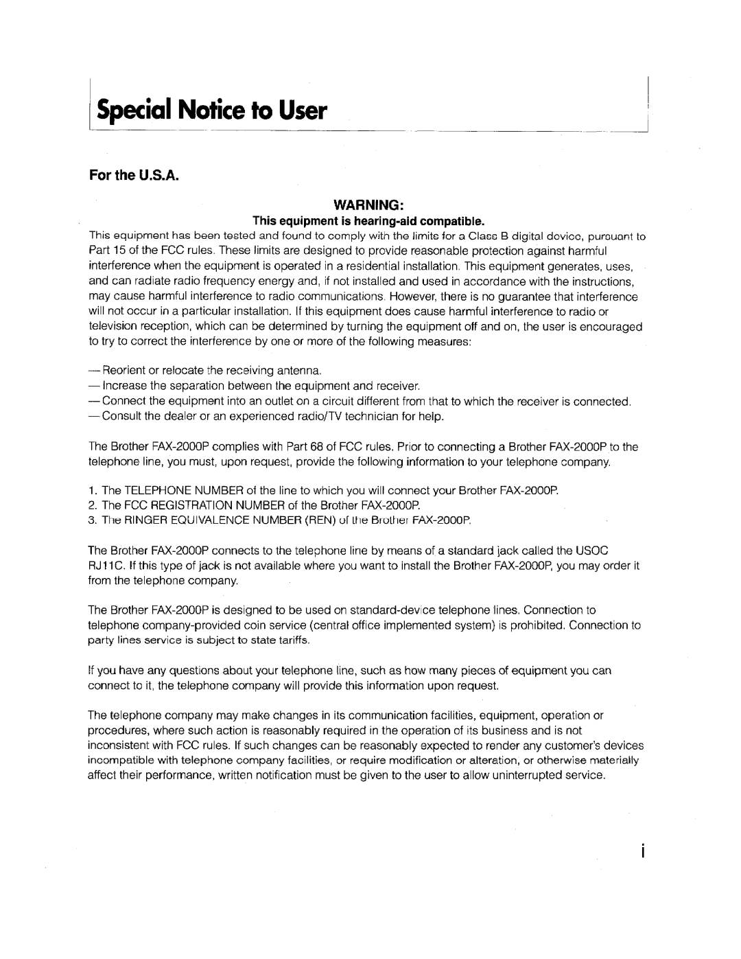 Brother FAX-2000P manual 