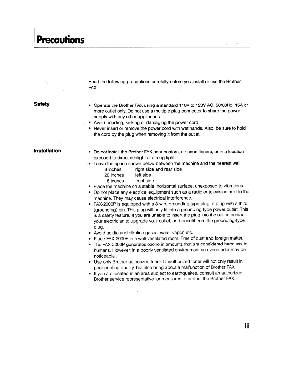 Brother FAX-2000P manual 