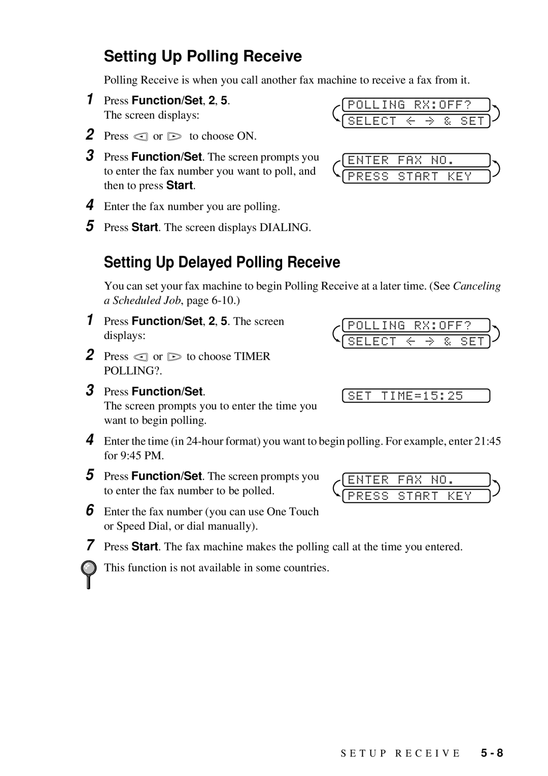 Brother FAX-222, FAX-202 owner manual Setting Up Polling Receive, Setting Up Delayed Polling Receive, Polling RXOFF? 