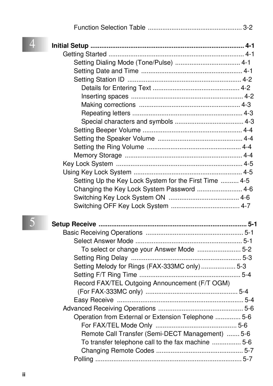 Brother FAX-202, FAX-222 owner manual Initial Setup 