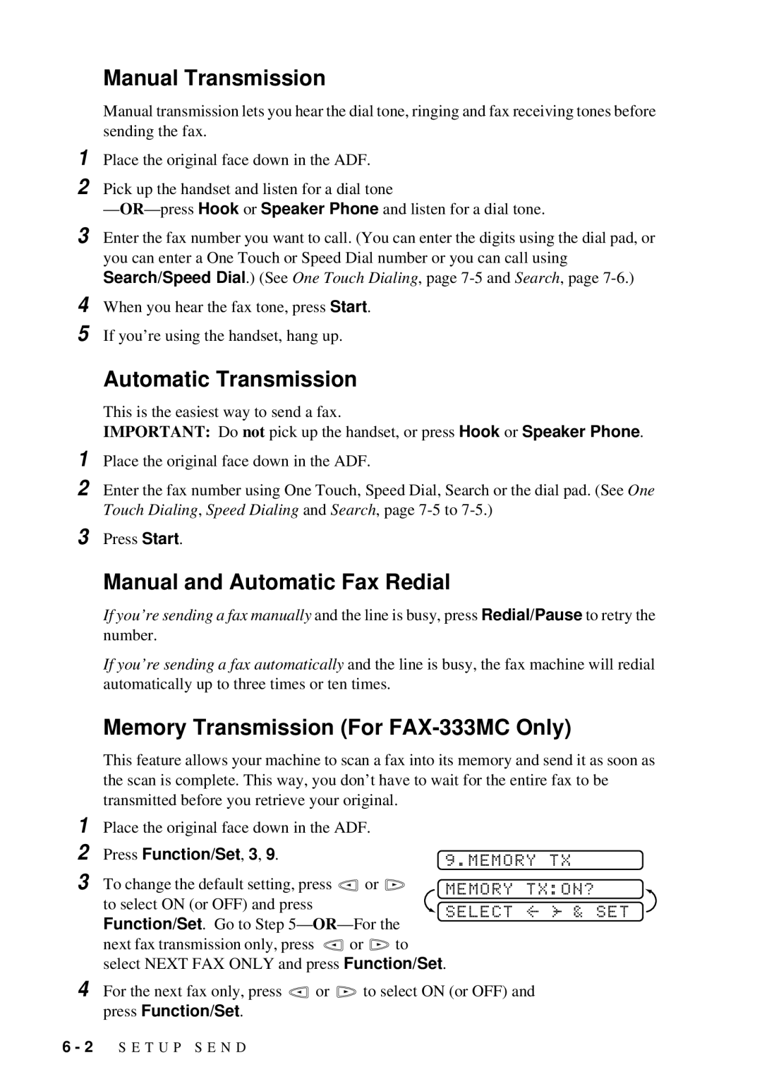 Brother FAX-202, FAX-222 owner manual Manual Transmission, Memory TXON? 