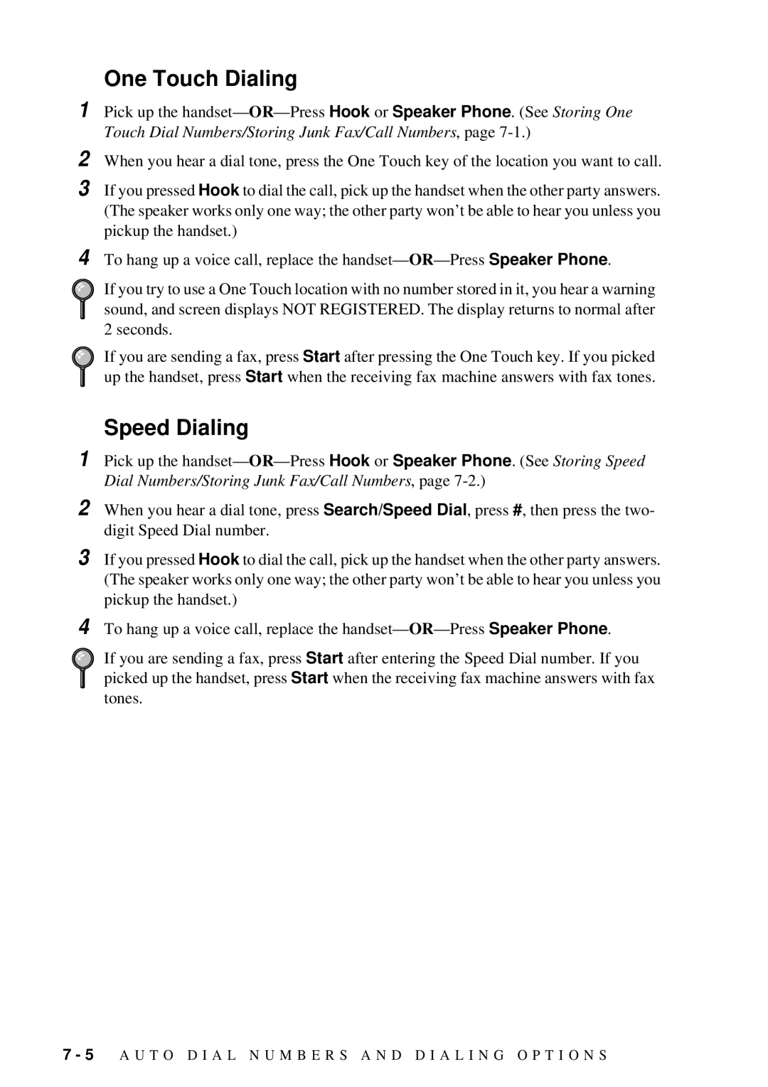 Brother FAX-202, FAX-222 owner manual One Touch Dialing, Speed Dialing 