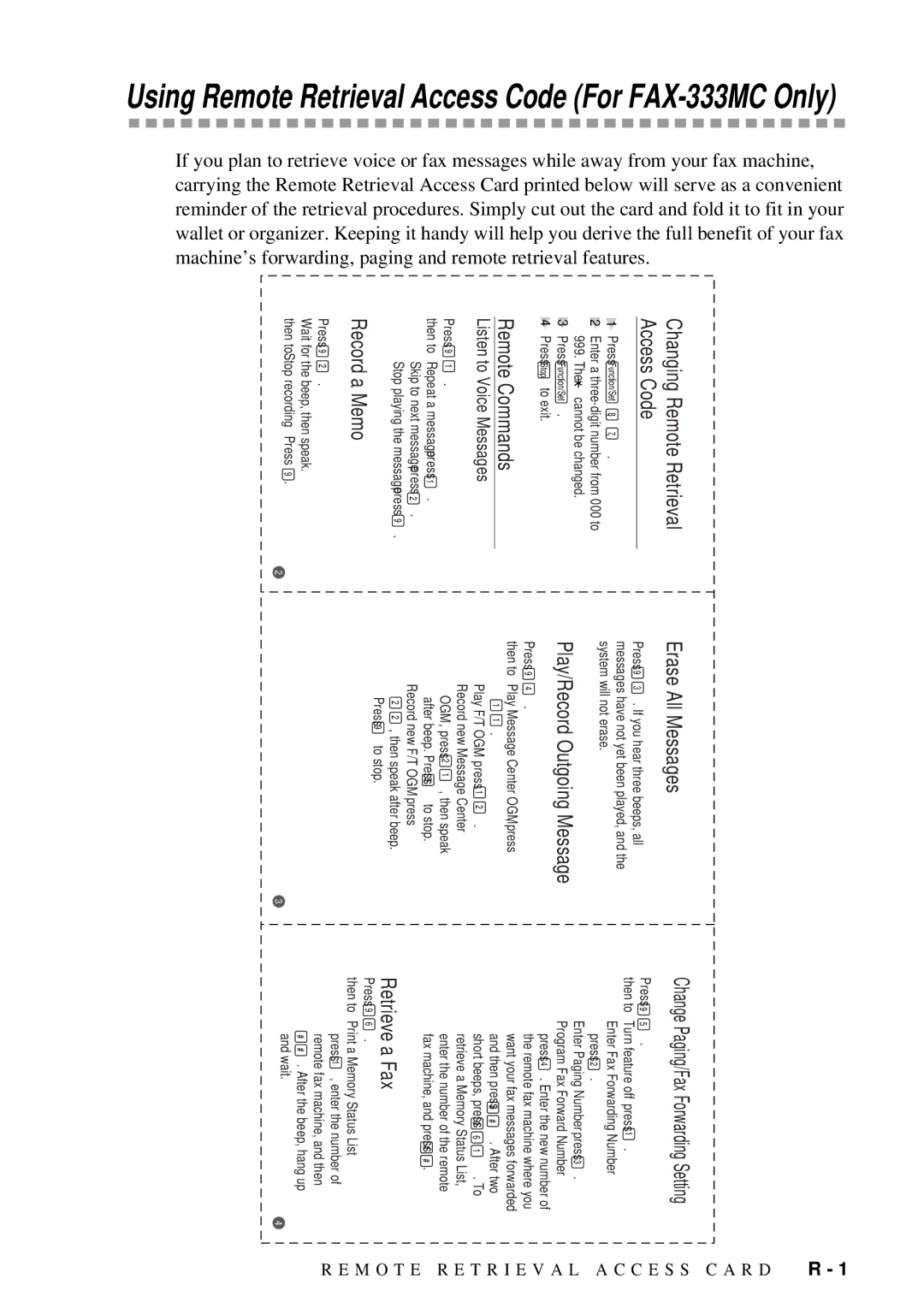 Brother FAX-222, FAX-202 owner manual Using Remote Retrieval Access Code For FAX-333MC Only 