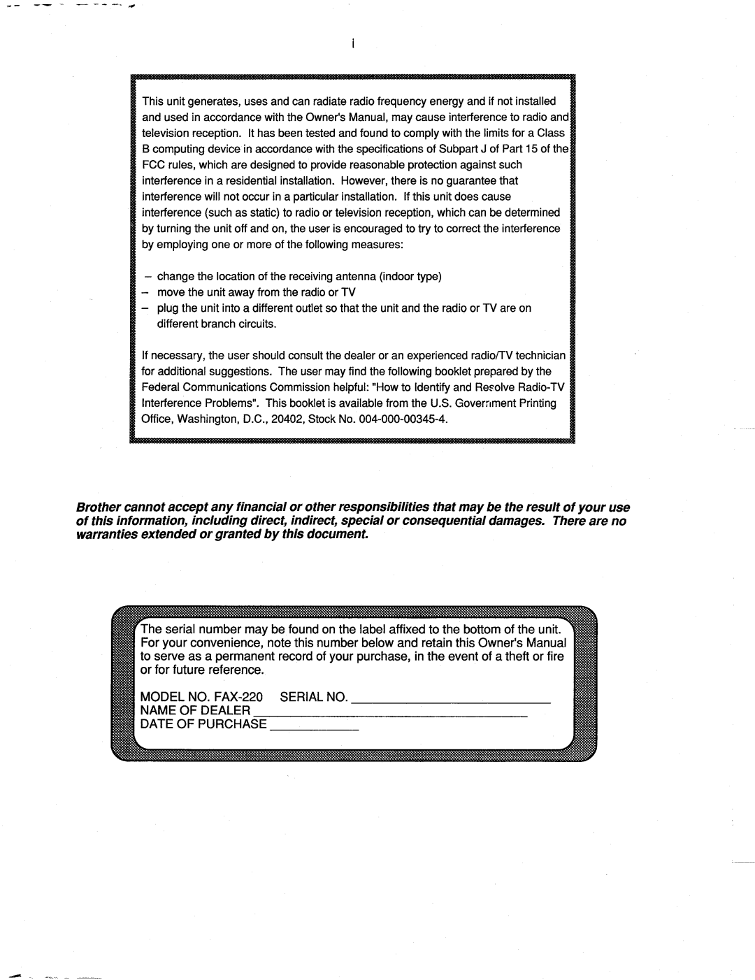 Brother FAX-220 manual 