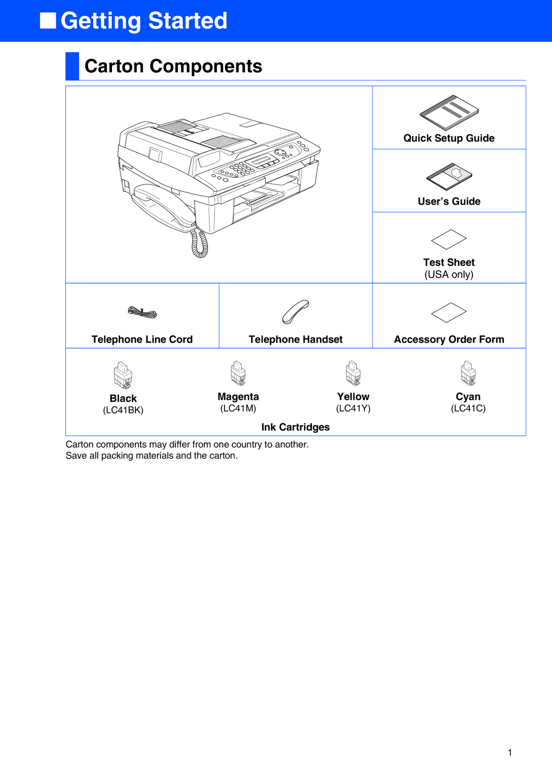 Brother FAX-2440C setup guide Getting Started 