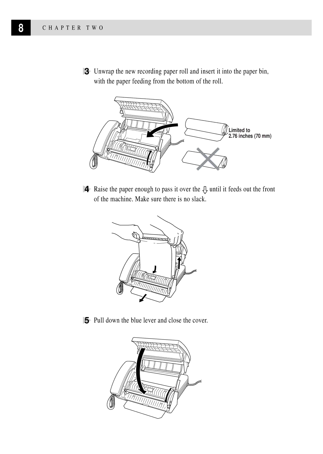 Brother FAX 255 owner manual Limited to Inches 70 mm 