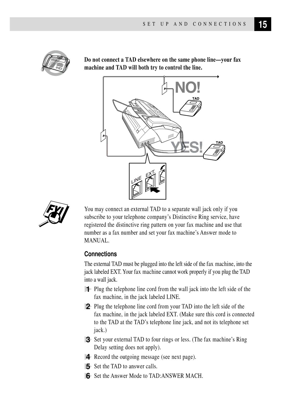 Brother FAX 255 owner manual Connections 