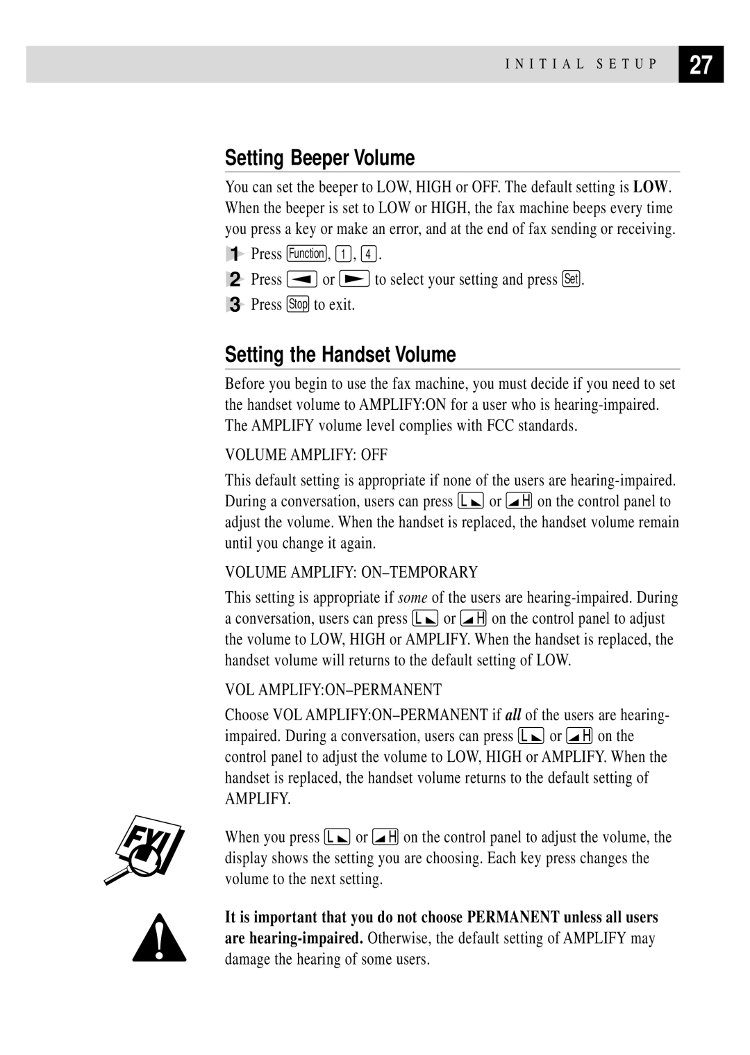 Brother FAX 255 owner manual Setting Beeper Volume, Setting the Handset Volume 