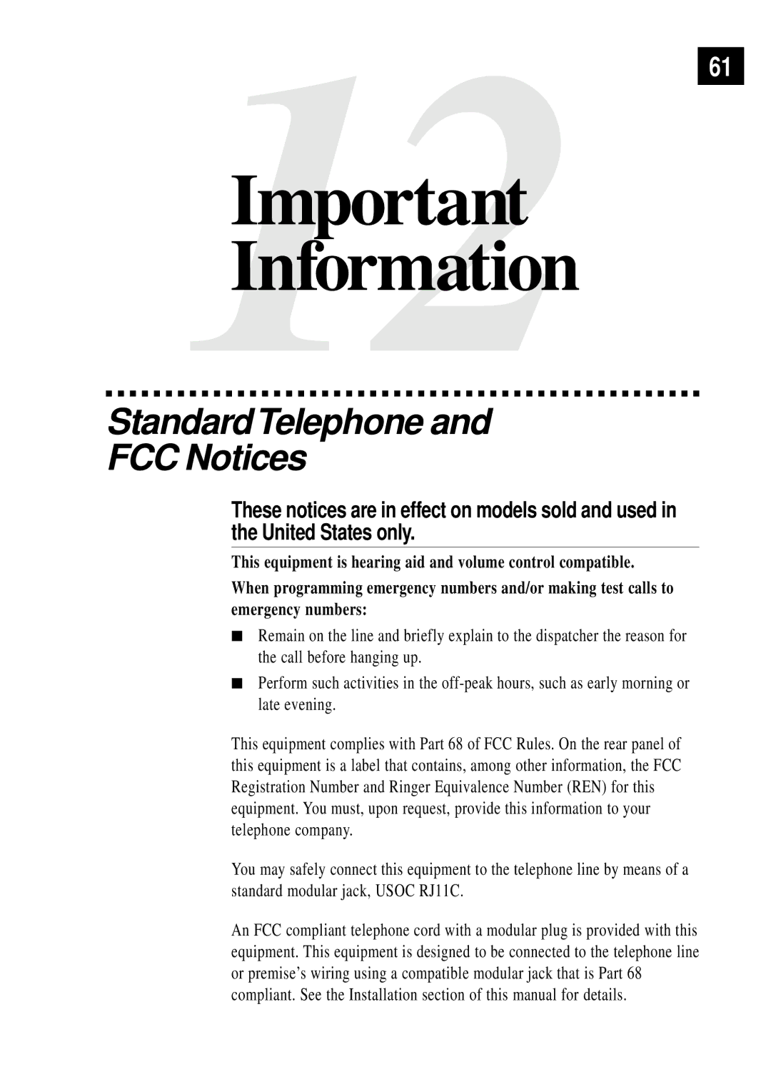 Brother FAX 255 owner manual StandardTelephone and FCC Notices 