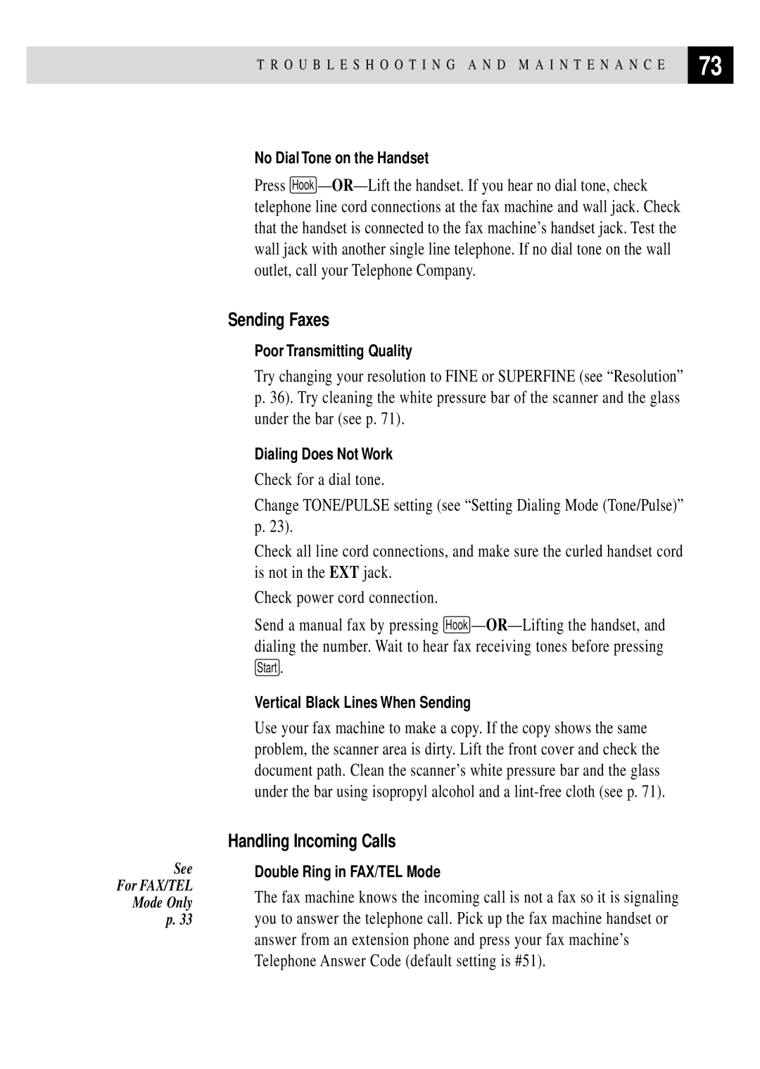 Brother FAX 255 owner manual Sending Faxes, Handling Incoming Calls 