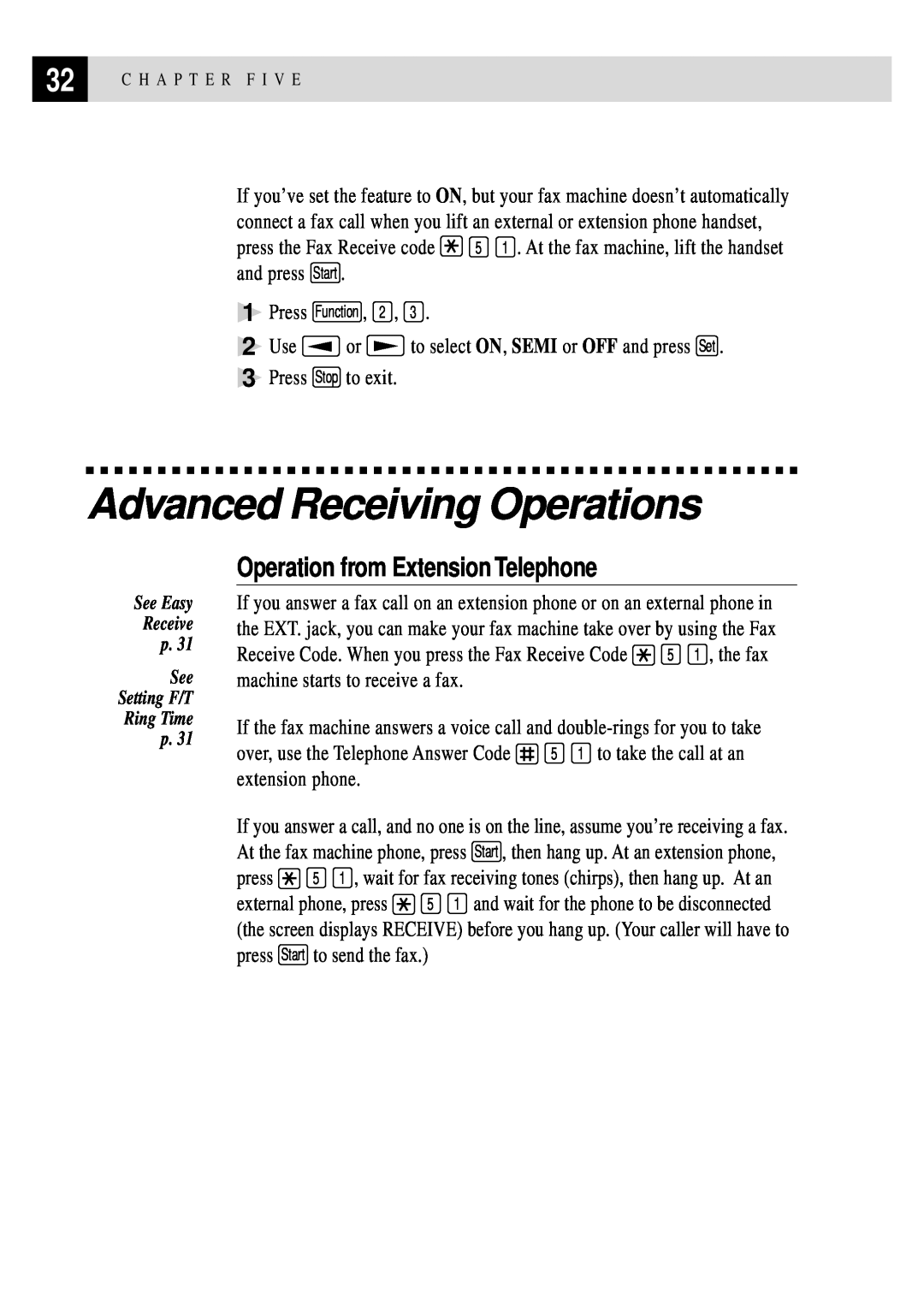 Brother FAX 255 owner manual Advanced Receiving Operations, Operation from Extension Telephone 