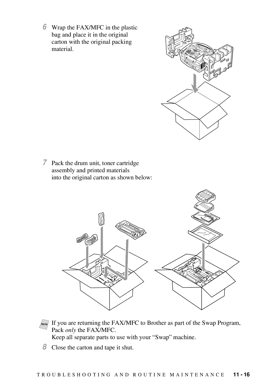 Brother MFC 4600, FAX 2600 manual Troubleshooting a N D R O U T I N E M a I N T E N a N C E 11 