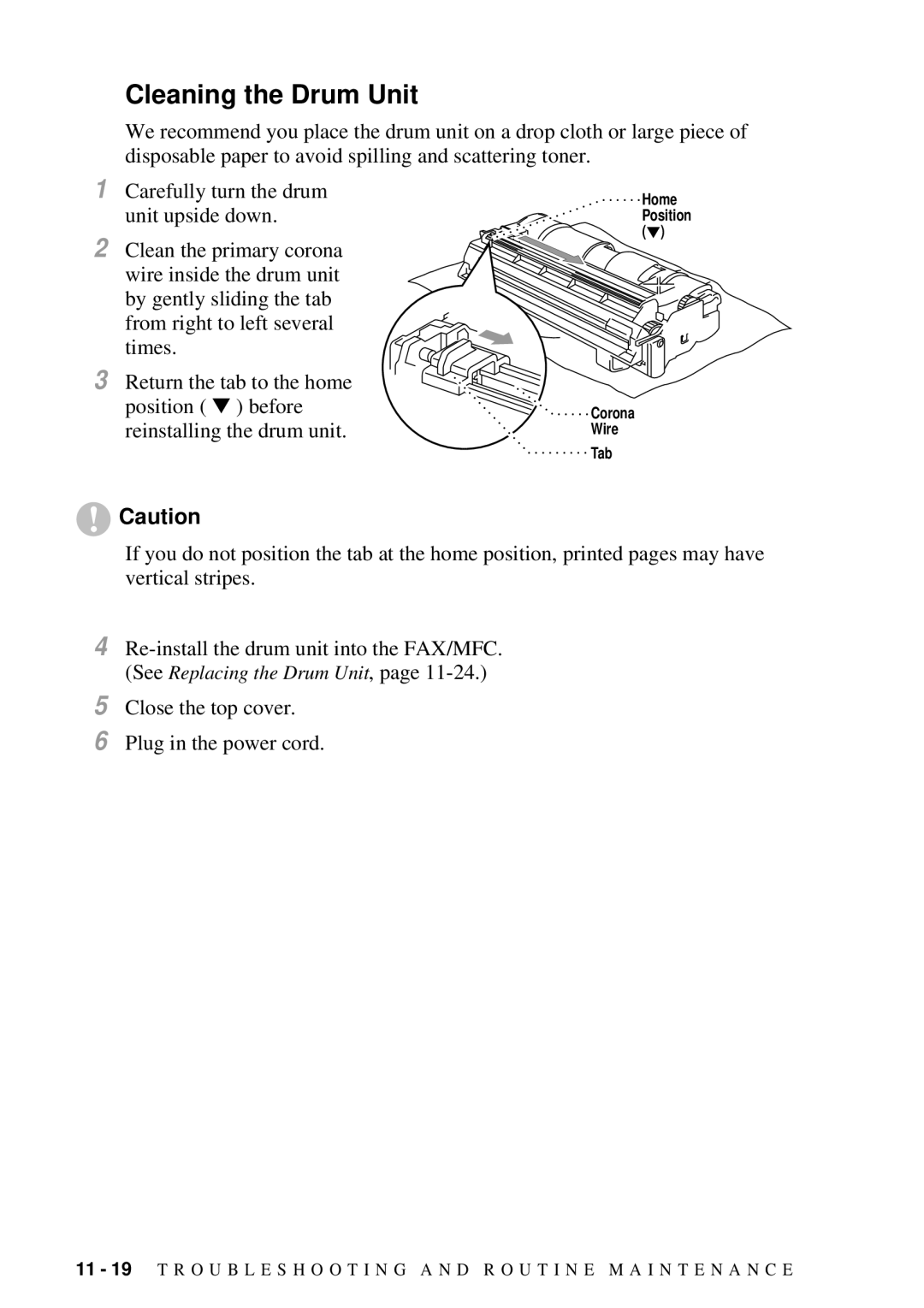 Brother FAX 2600, MFC 4600 manual Cleaning the Drum Unit 