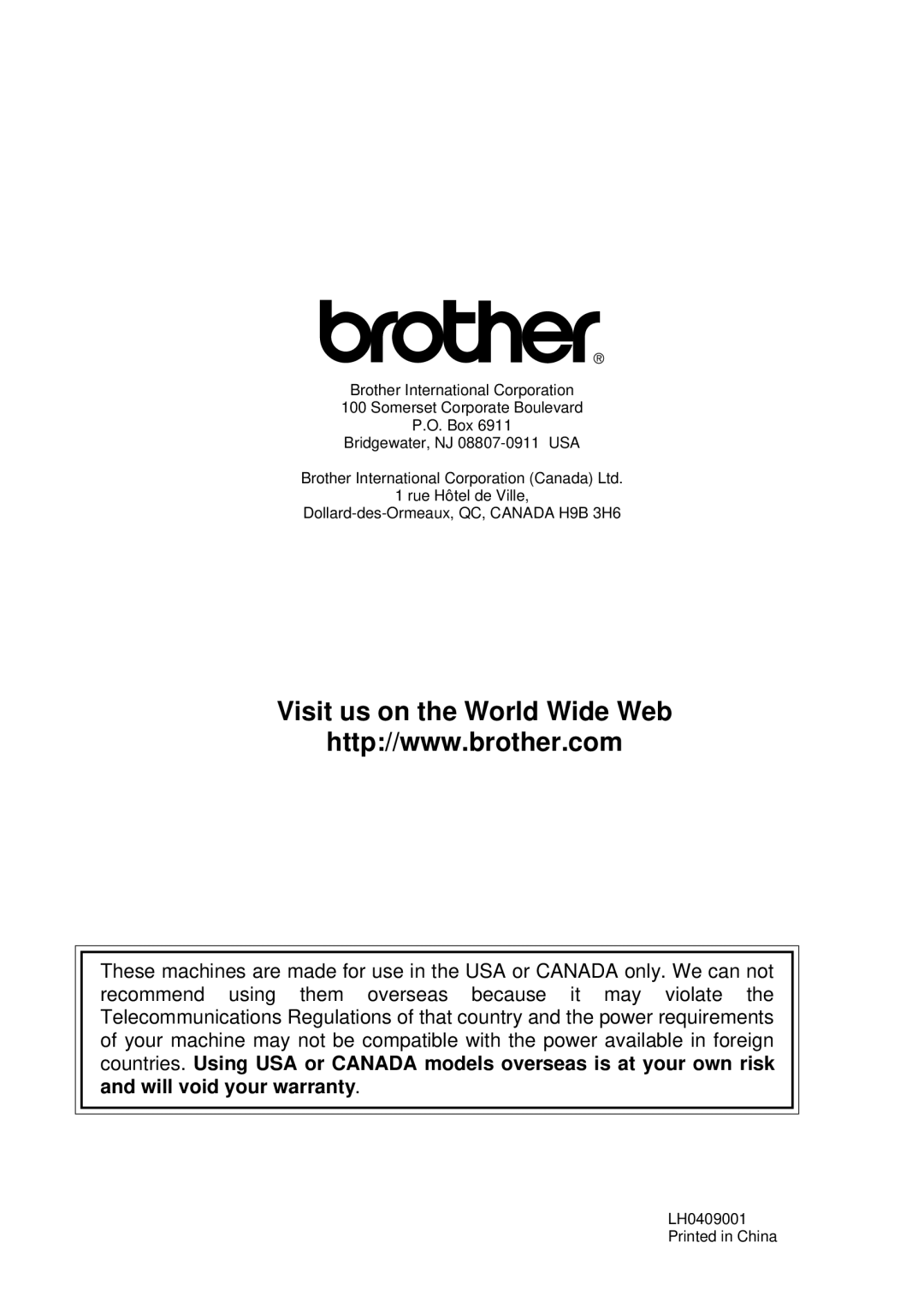 Brother FAX 2600, MFC 4600 manual Visit us on the World Wide Web 