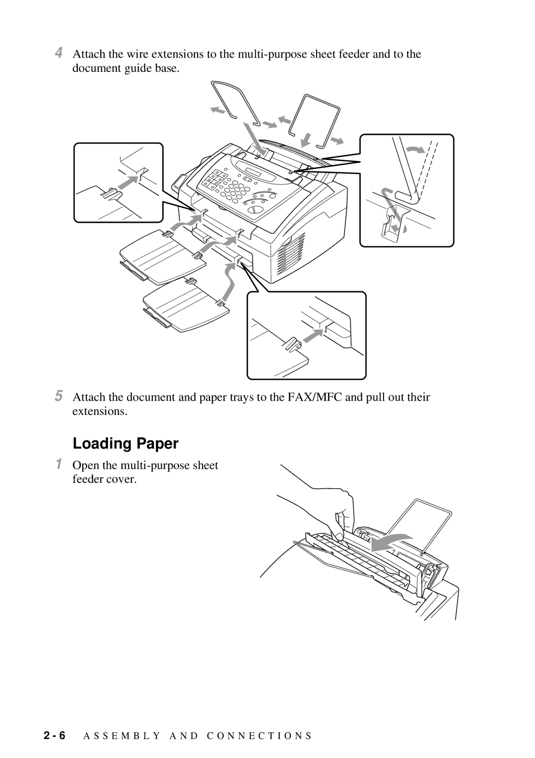 Brother FAX 2600, MFC 4600 manual Loading Paper 