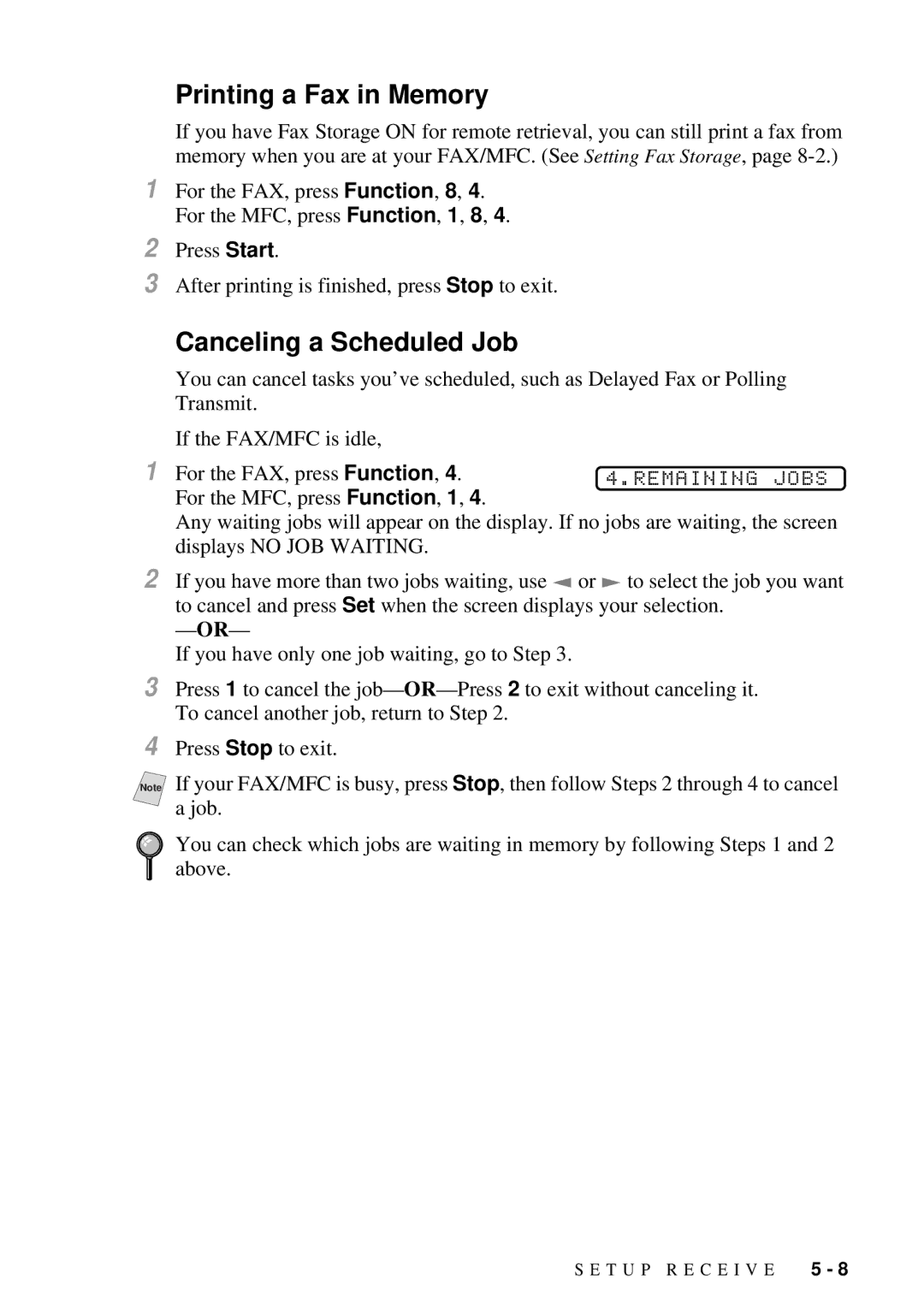 Brother MFC 4600, FAX 2600 manual Printing a Fax in Memory, Canceling a Scheduled Job 