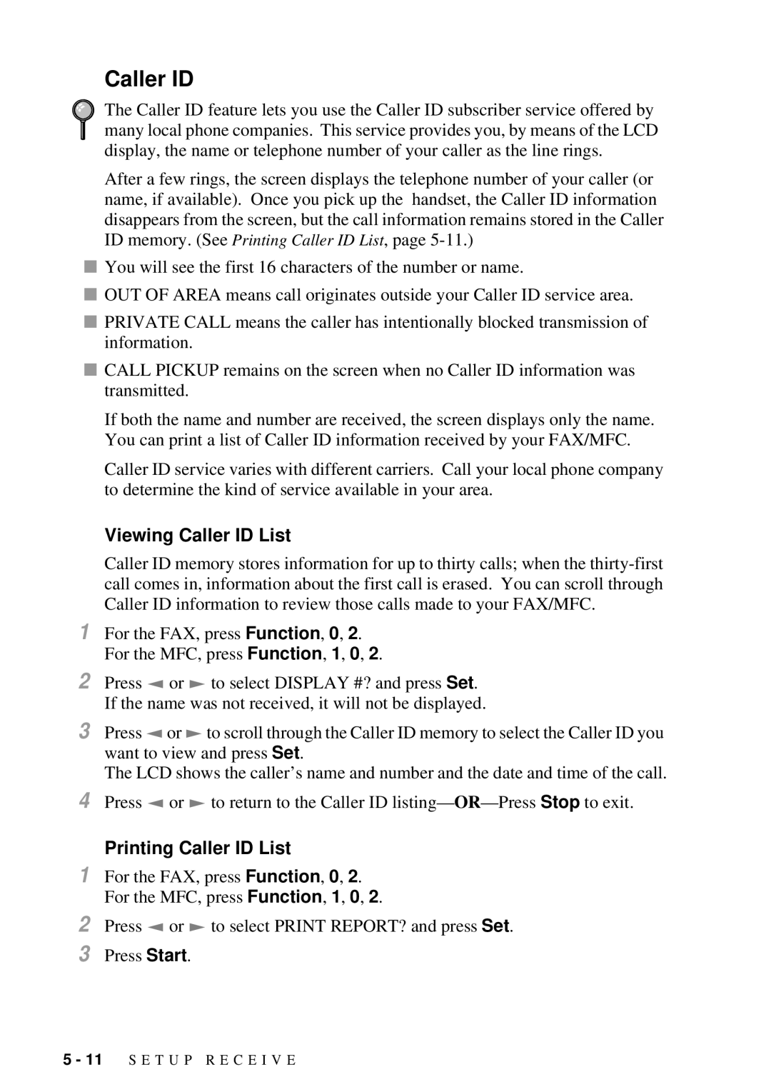 Brother FAX 2600, MFC 4600 manual Viewing Caller ID List, Printing Caller ID List 