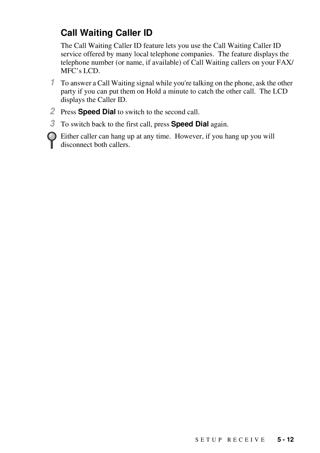 Brother MFC 4600, FAX 2600 manual Call Waiting Caller ID 