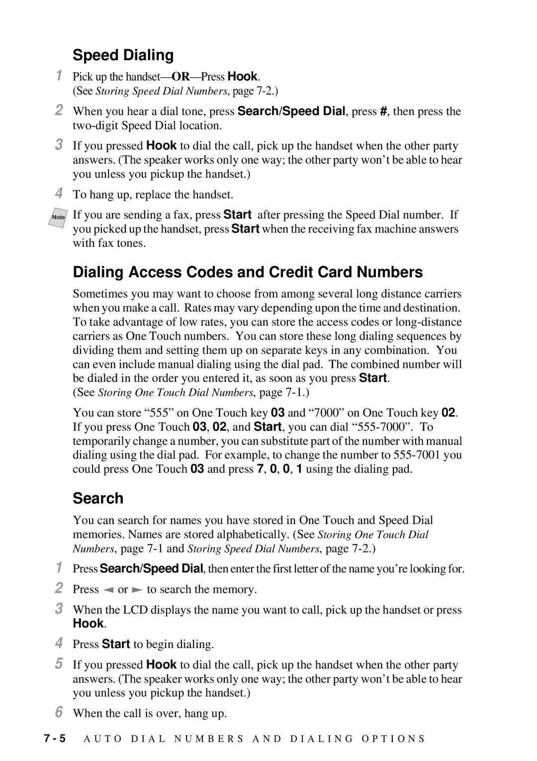 Brother FAX 2600, MFC 4600 manual Speed Dialing, Dialing Access Codes and Credit Card Numbers, Hook 