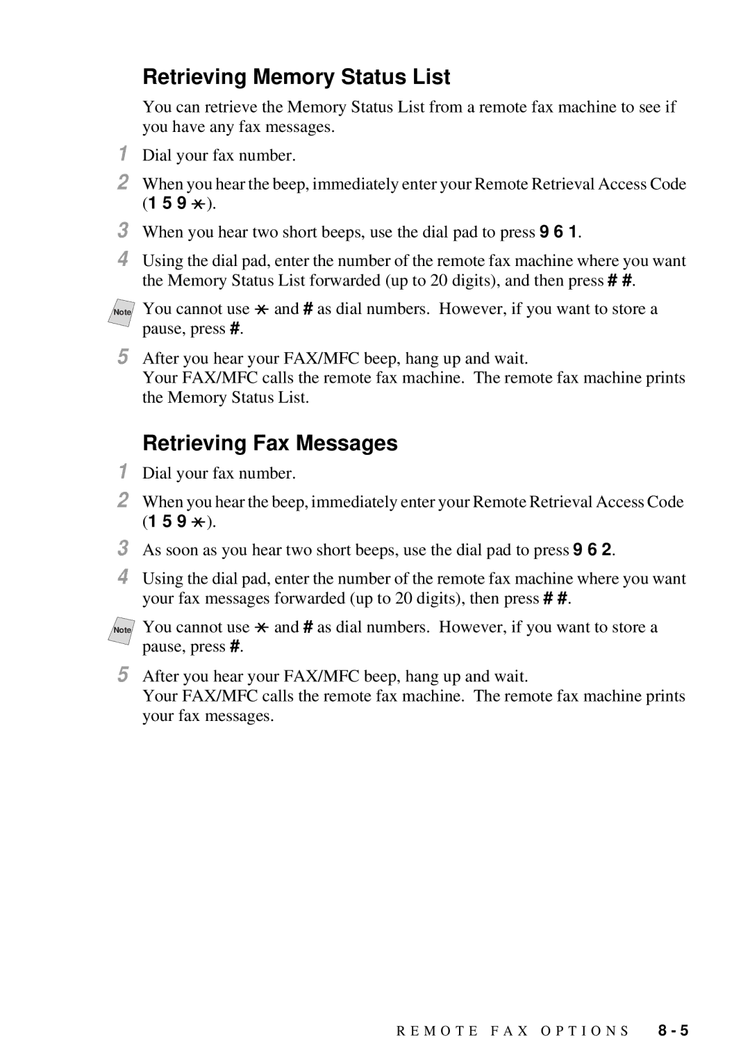 Brother MFC 4600, FAX 2600 manual Retrieving Fax Messages 