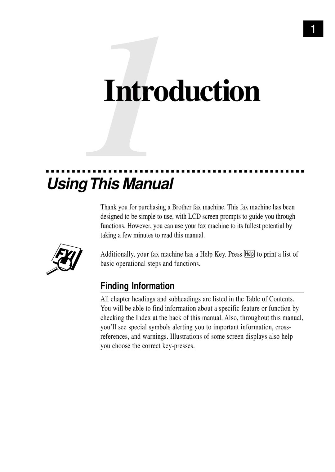 Brother FAX 275 owner manual UsingThis Manual, Finding Information 