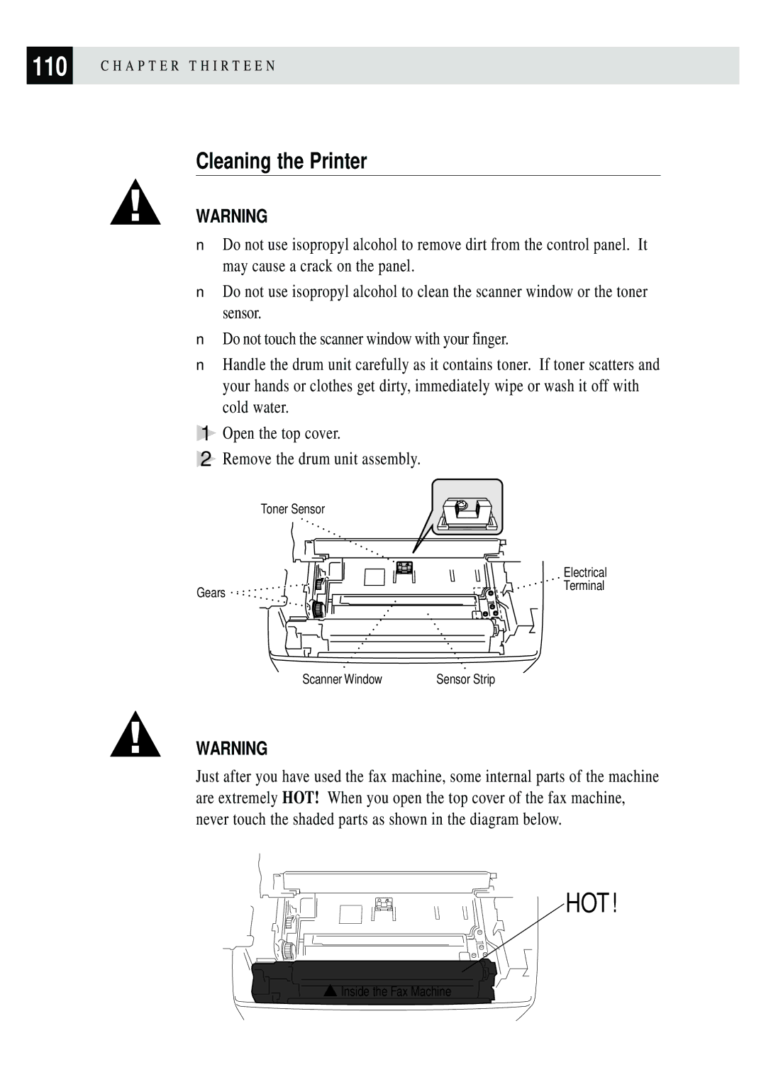 Brother FAX 2750, FAX 3750 manual Cleaning the Printer 