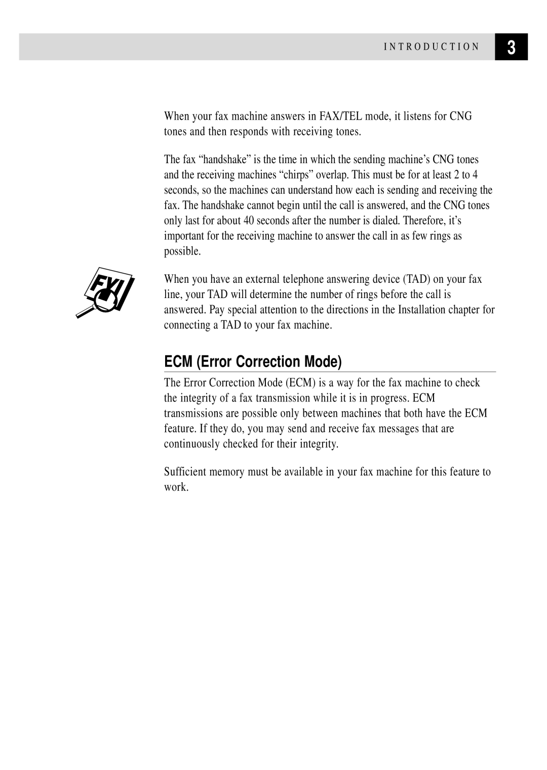 Brother FAX 3750, FAX 2750 manual ECM Error Correction Mode 