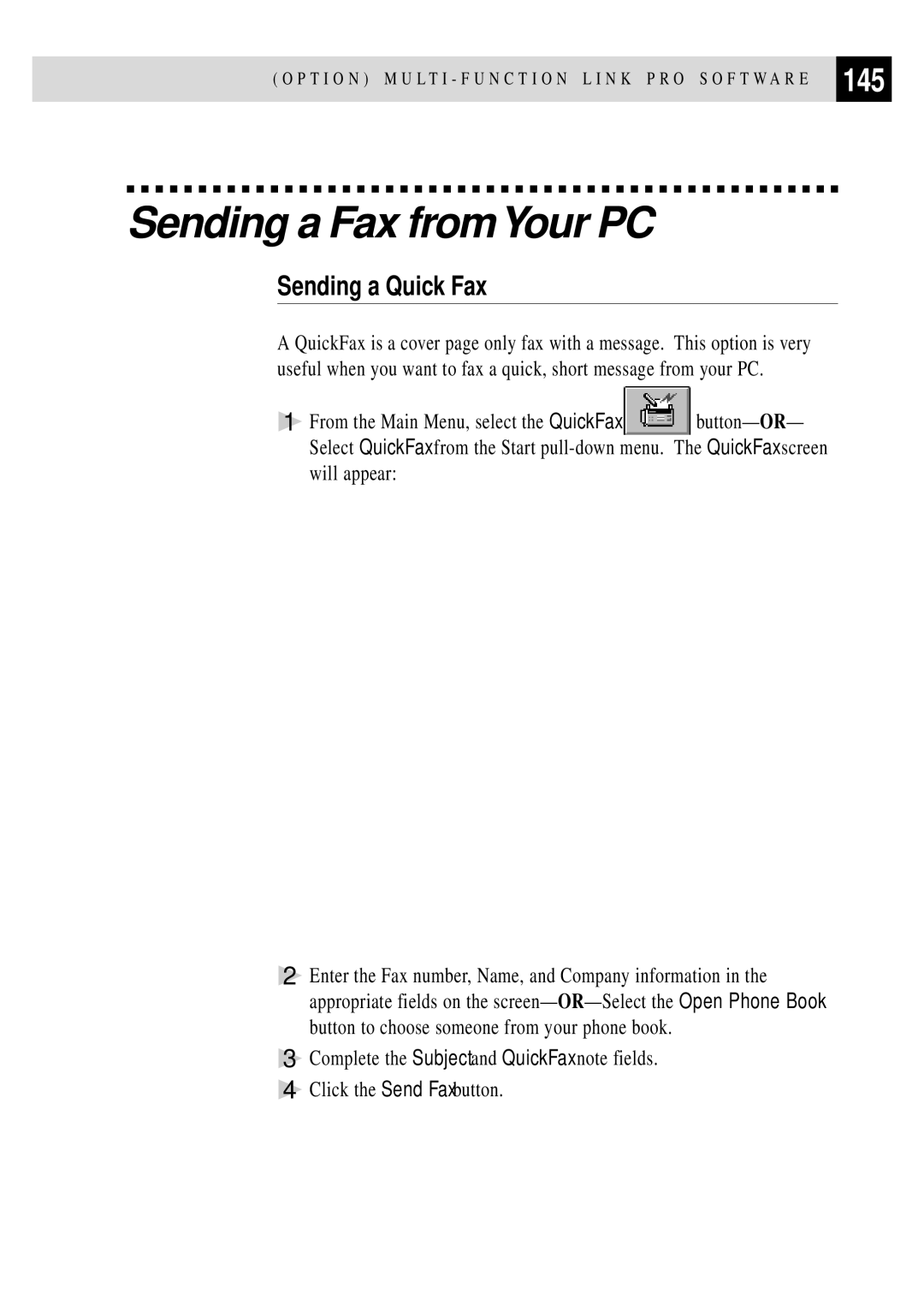 Brother FAX 3750, FAX 2750 manual Sending a Fax fromYour PC, 145, Sending a Quick Fax 