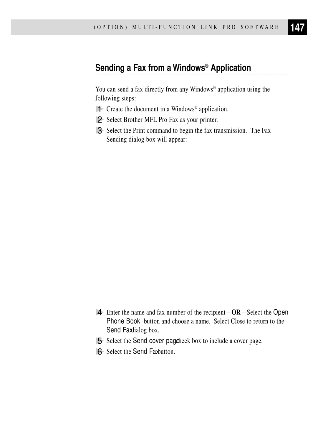 Brother FAX 3750, FAX 2750 manual 147, Sending a Fax from a Windows Application 