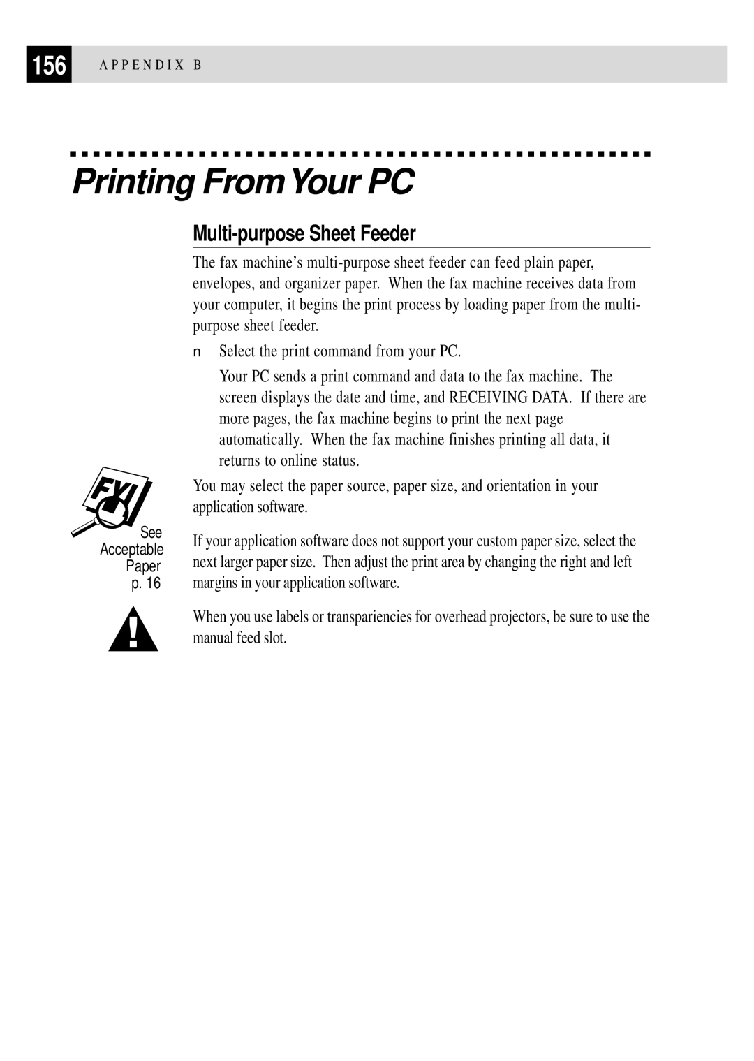 Brother FAX 2750, FAX 3750 manual Printing FromYour PC, Multi-purpose Sheet Feeder 