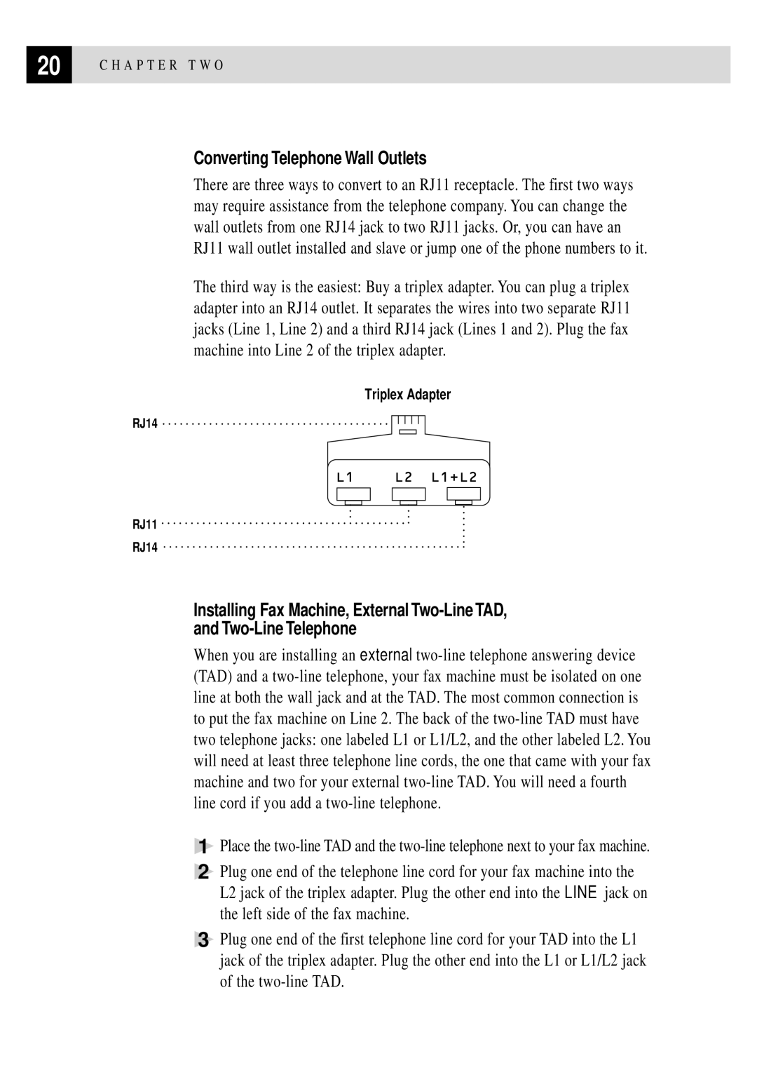 Brother FAX 2750, FAX 3750 manual Converting Telephone Wall Outlets 