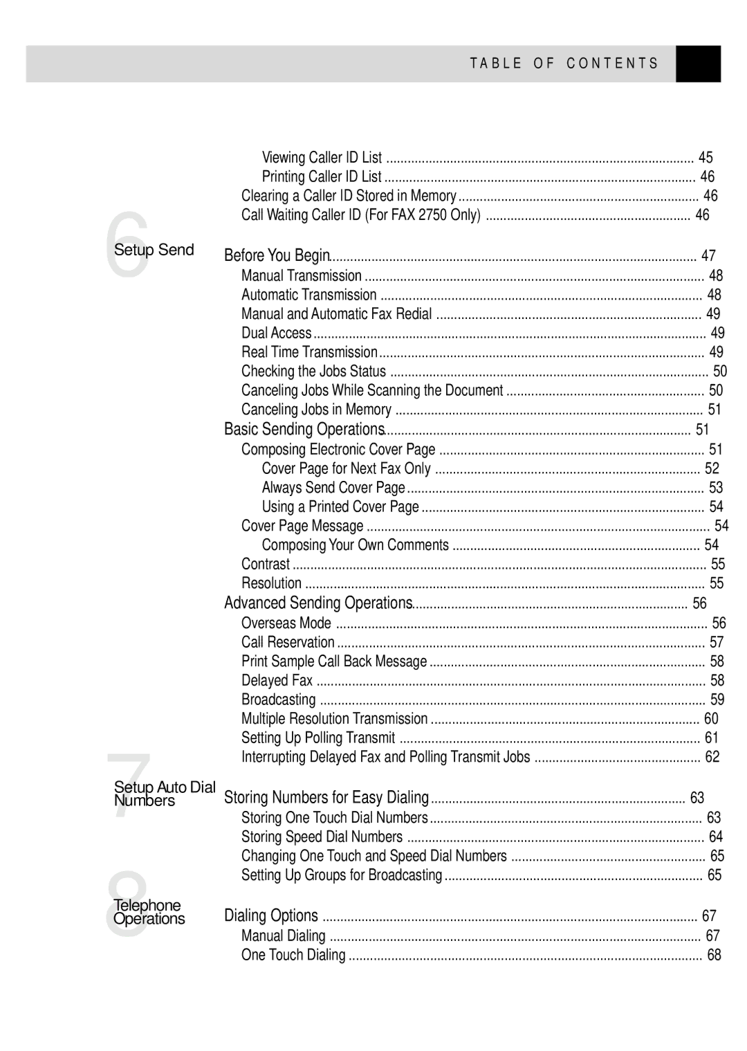 Brother FAX 3750, FAX 2750 manual 6Setup Send 