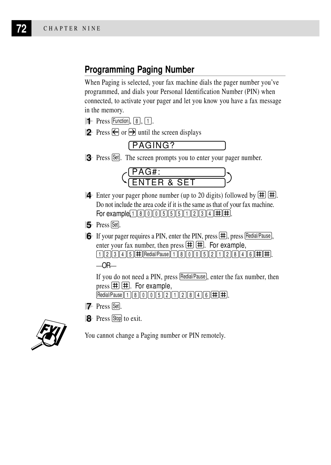 Brother FAX 2750, FAX 3750 manual Programming Paging Number, Paging?, PAG# Enter & SET 