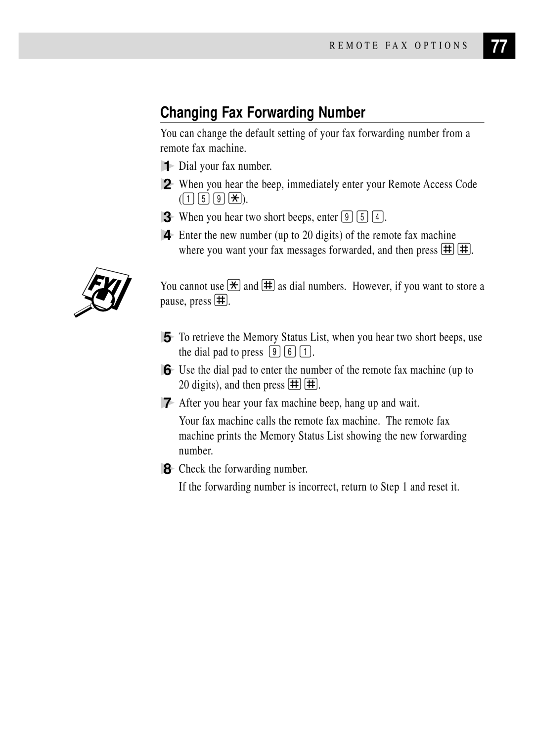 Brother FAX 3750, FAX 2750 manual Changing Fax Forwarding Number 