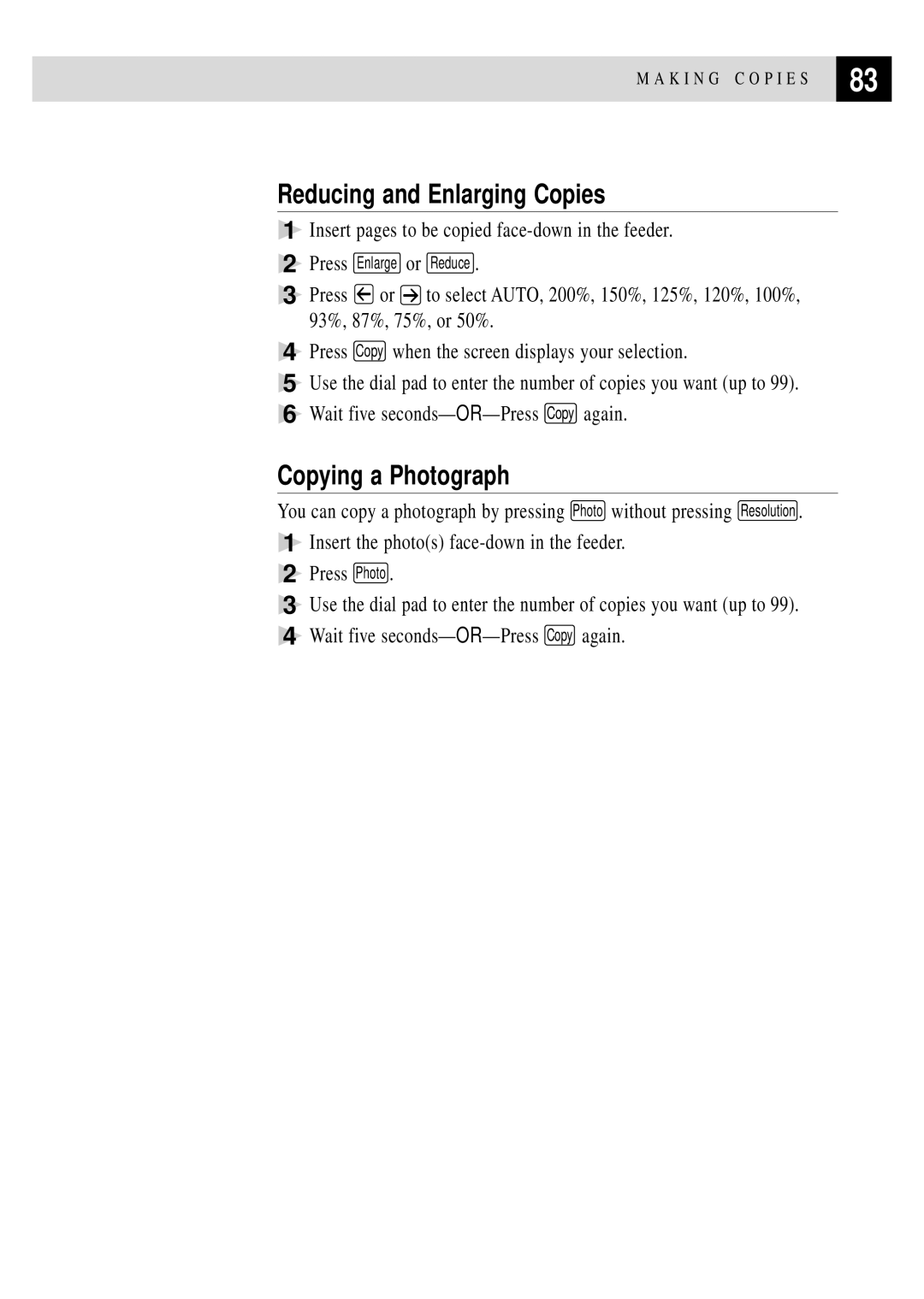 Brother FAX 3750, FAX 2750 manual Reducing and Enlarging Copies, Copying a Photograph 