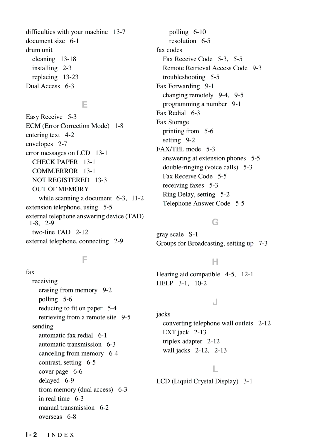 Brother FAX-2900, FAX-3800 owner manual OUT of Memory 