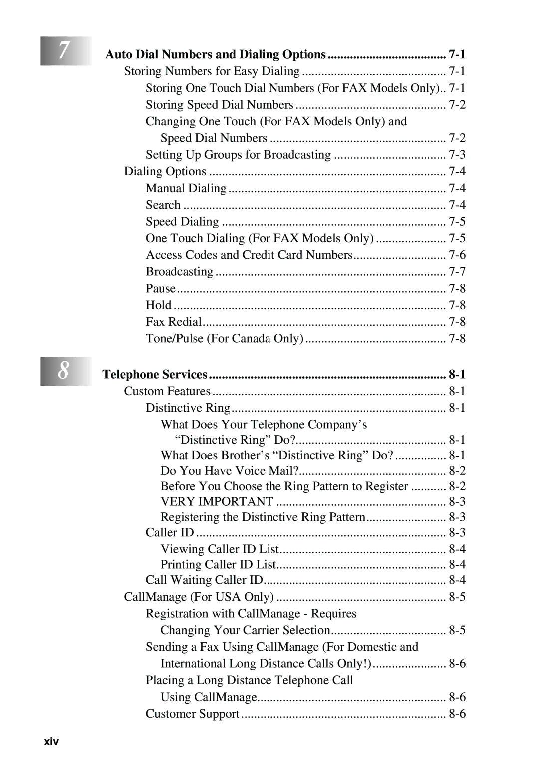 Brother FAX-2900, FAX-3800 owner manual Auto Dial Numbers and Dialing Options, Telephone Services 