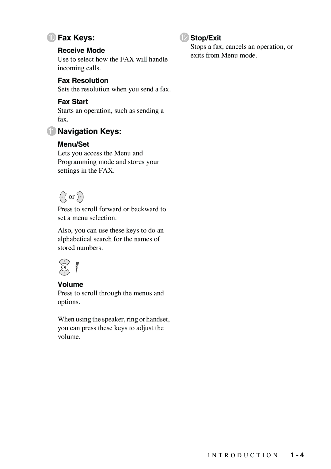 Brother FAX-3800, FAX-2900 owner manual Fax Keys, Navigation Keys 