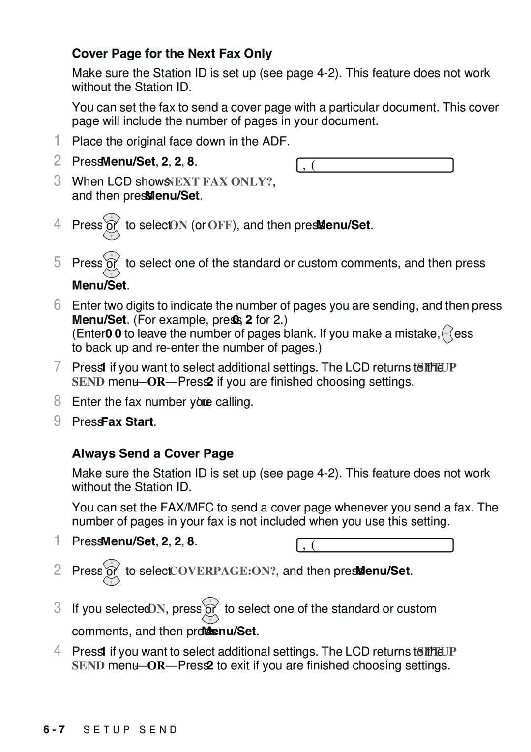 Brother FAX-2900, FAX-3800 owner manual Coverpg Setup, Press Fax Start Always Send a Cover 