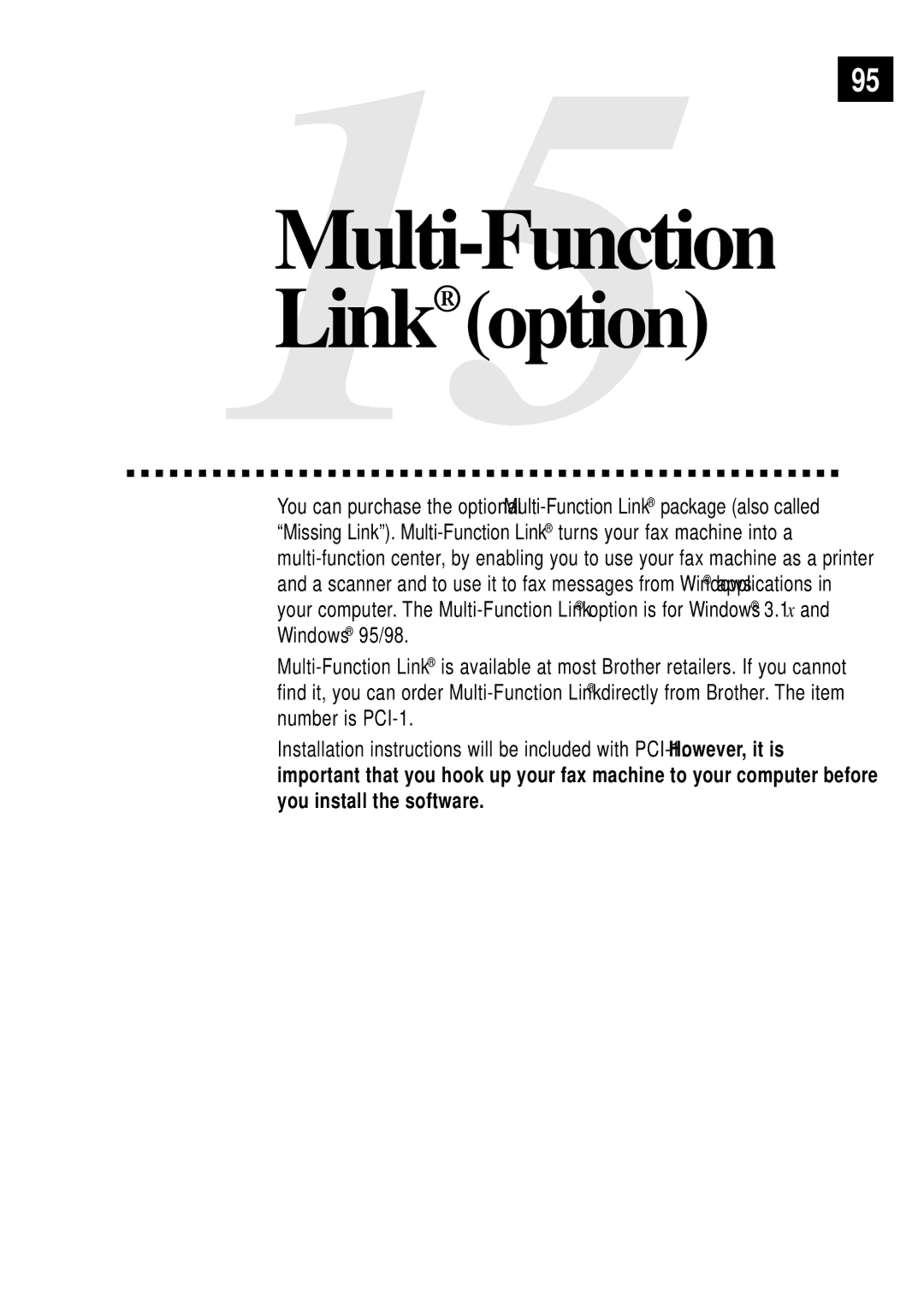 Brother FAX 355MC, FAX 375MC owner manual Link option 