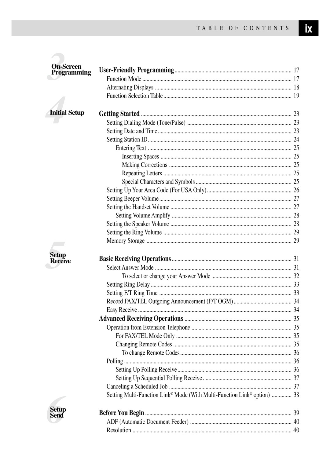 Brother FAX 355MC, FAX 375MC owner manual 4Initial Setup 